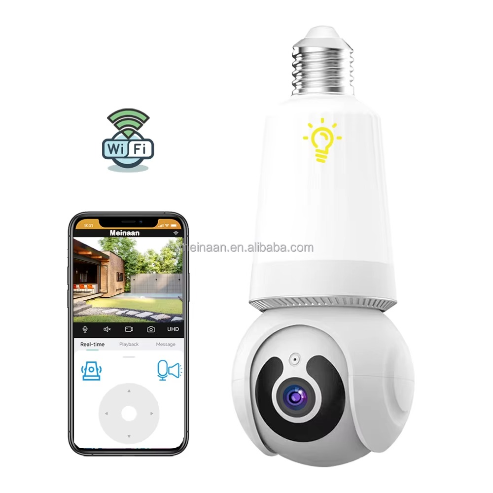 Caméra de Sécurité PTZ V380 Pro – Double Objectif, Ampoule WiFi 360°