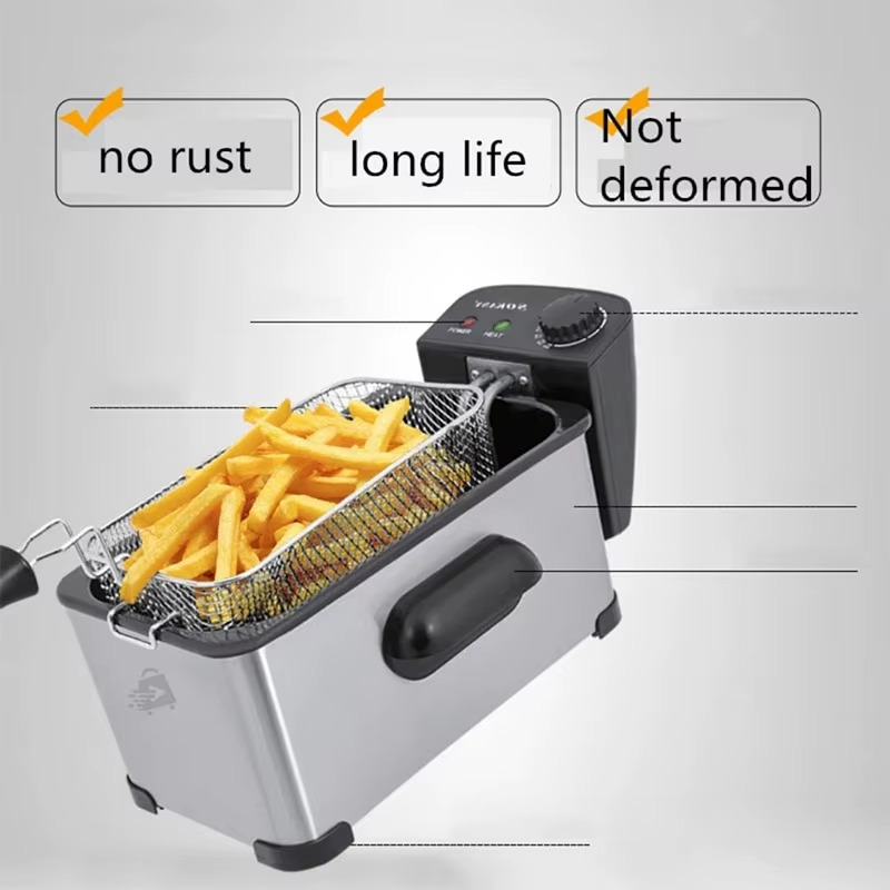 Hoffmans Friteuse électrique 3,0 L – 4 anneaux anti-brûlure