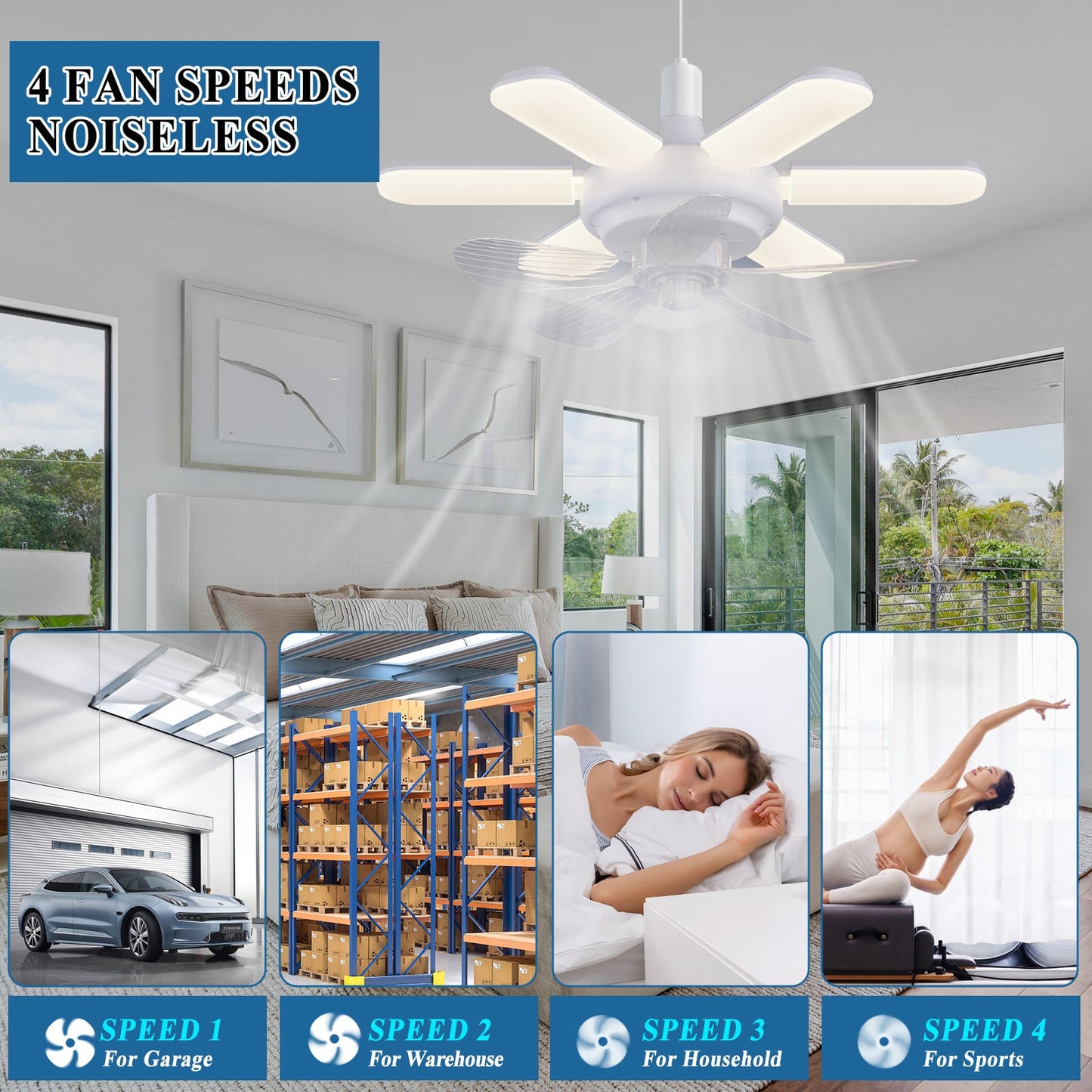 Ventilateur de plafond et une ampoule LED