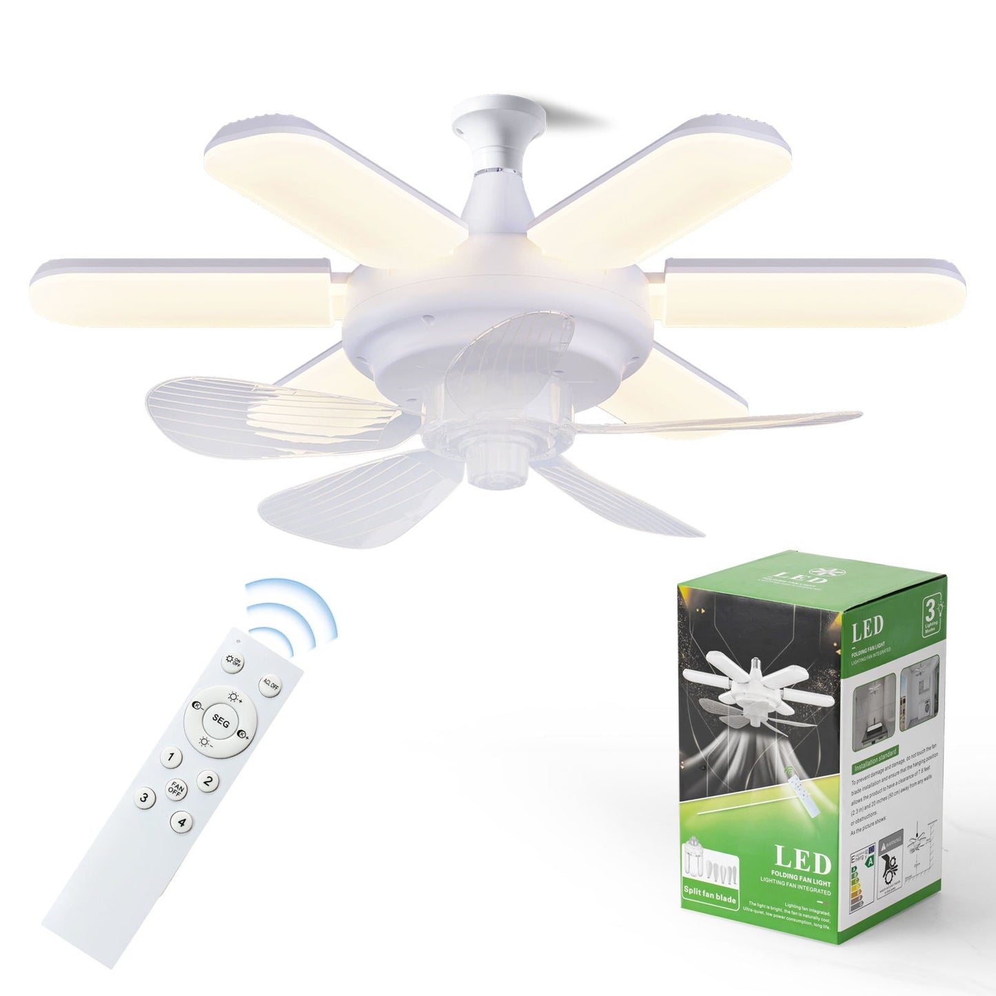 Ventilateur de plafond et une ampoule LED